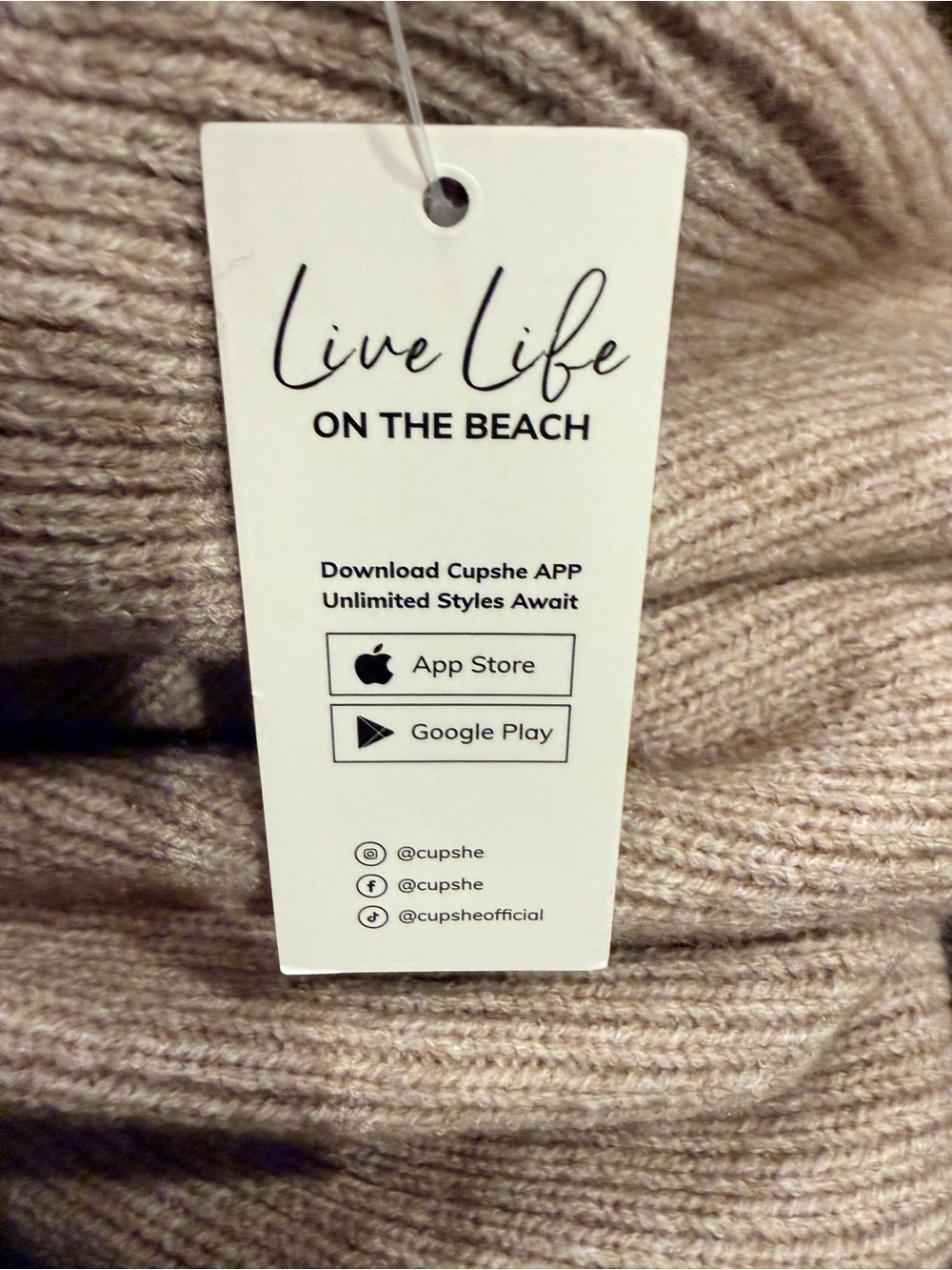 Cupshe Beige Cable-Knit Wrap Sweater Dress - Picture 6 of 9